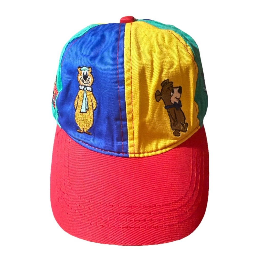 yogi bear Cap Hanna Barbera character hat Panel Embroidered youth Size Red Blue